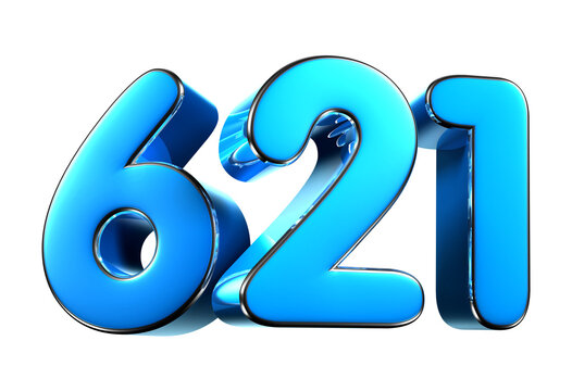 Blue number 621 3d illustration. Advertising signs. Product design. Product sales