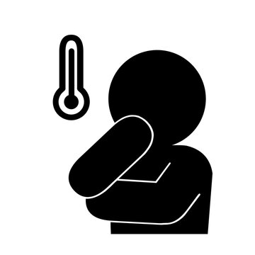 体温や気温について考える人・温度を気にするシンプルなピクトグラム