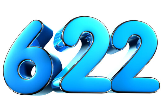 Blue number 622 3d illustration. Advertising signs. Product design. Product sales