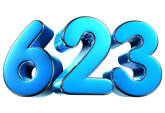 Blue number 623 3d illustration. Advertising signs. Product design. Product sales