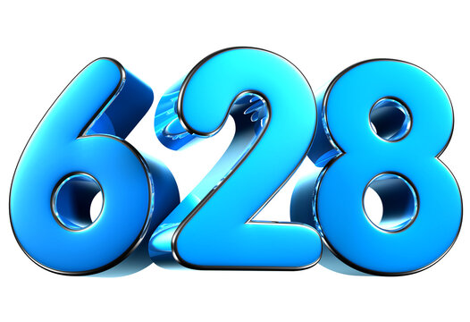 Blue number 628 3d illustration. Advertising signs. Product design. Product sales