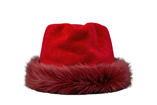 Soft red winter hat with plush fur trim