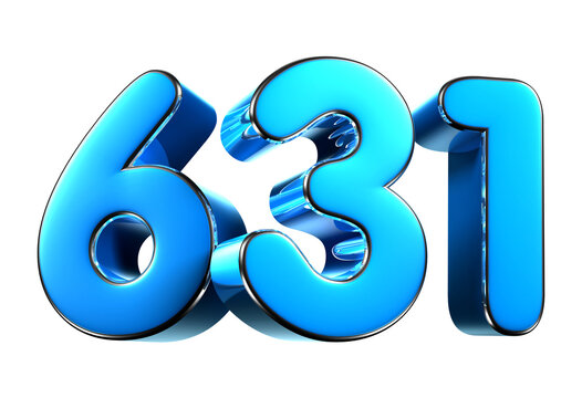 Blue number 631 3d illustration. Advertising signs. Product design. Product sales