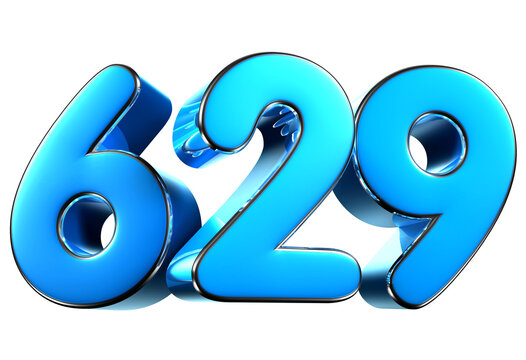 Blue number 629 3d illustration. Advertising signs. Product design. Product sales