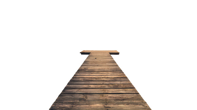 Wooden pier extending forward in minimalist perspective