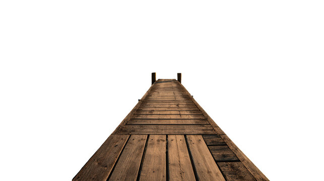 Straight wooden pier leading toward distant horizon