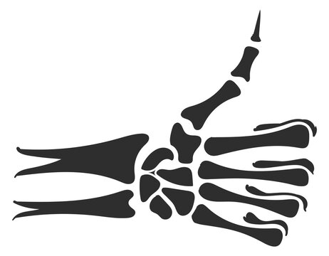 Thumb up skeleton hand gesture black silhouette