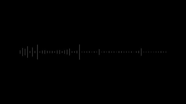 Digital audio spectrum analyzer animation with white frequency lines, music waveform motion element