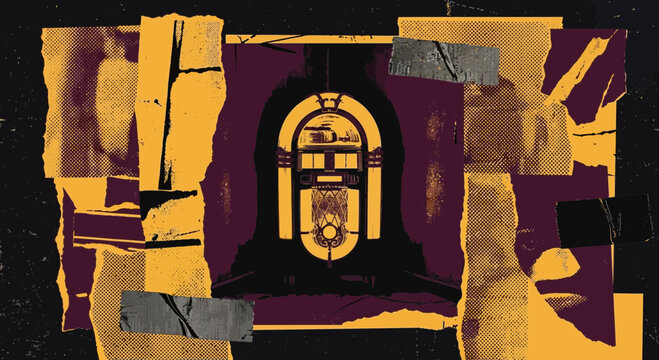 Vintage Jukebox Collage Art