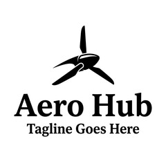 Three-blade airplane propeller logo design. © HiveeAssets
