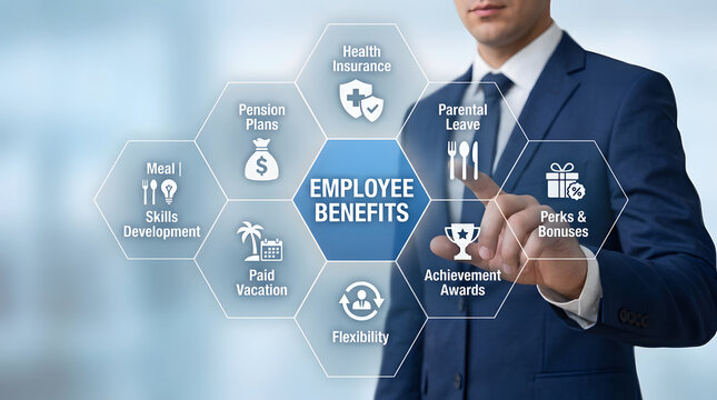 Businessman selecting employee benefits on a digital interface in a professional