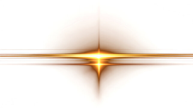 Symmetrical golden starburst reflected across glowing horizontal lines