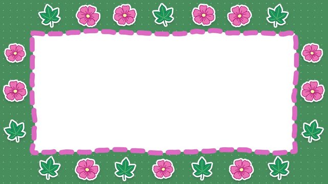 Animated Floral Frame Border Loop with Hand Drawn Pink Flowers