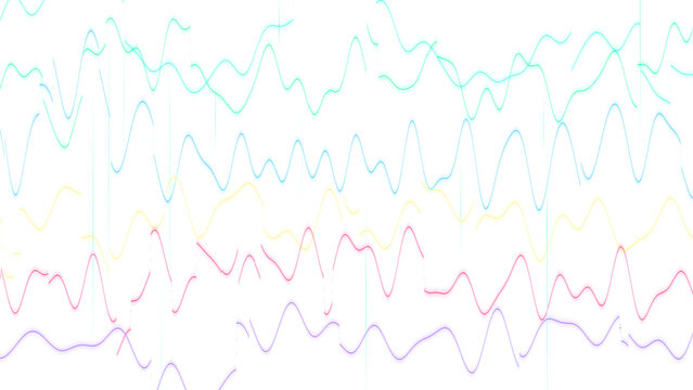 Glowing oscilloscope signal trace waveform overlay isolated on transparent background for sci fi technology design