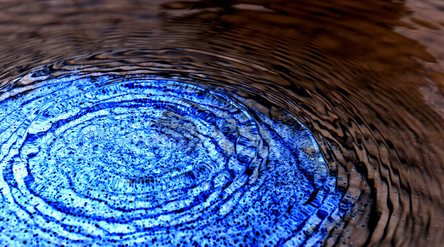 Abstract deep blue water ripple surface with circular wave pattern