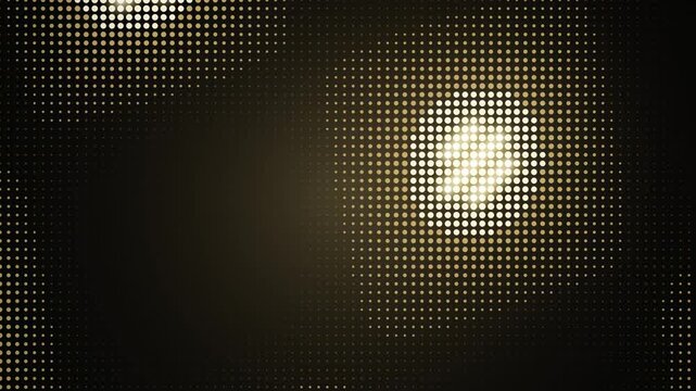 Golden halftone dot grid with glowing circular patterns