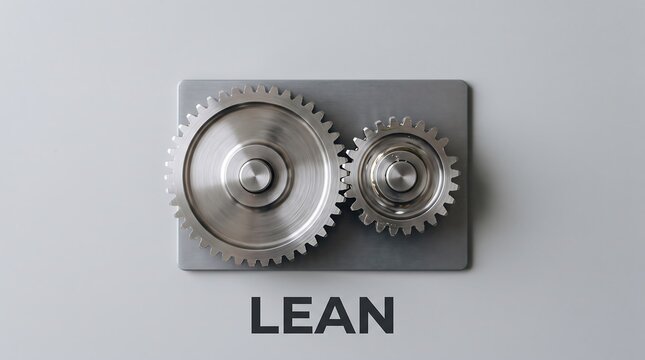 Metal gears and lean text concept for business efficiency