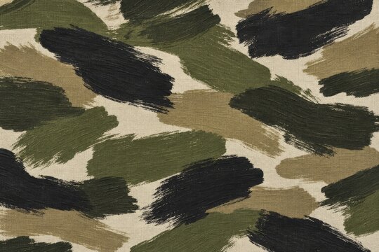 Camouflage brush strokes creating a modern military pattern