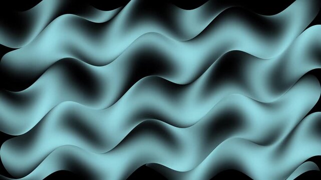 Turquoise waves undulate across a dark blurred background