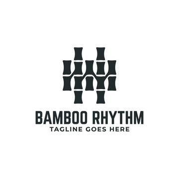Abstract bamboo stem logo for wellness brands.