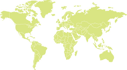 Obraz premium World map with countries outlined in light yellow