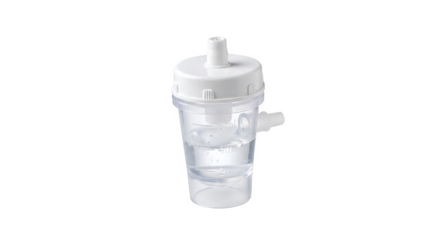 Medical nebulizer cup for respiratory therapy, plastic inhaler medicine chamber with liquid, nebulizer kit component for asthma treatment