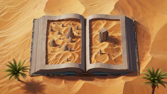 Desert Landscape Inside an Open Book