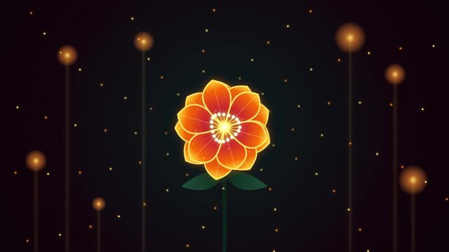 A majestic blooming bioluminescent fire lotus breaths on screen, surrounded by a spiraling vortex of golden stardust particles. Set against a cinematic teal and crimson atmospheric glow. Perfect for f
