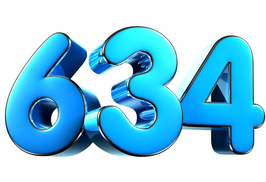 Blue number 634 3d illustration. Advertising signs. Product design. Product sales