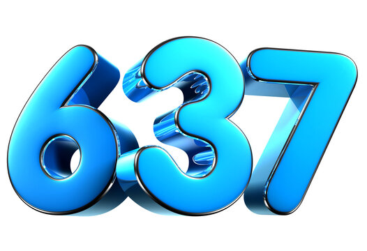 Blue number 637 3d illustration. Advertising signs. Product design. Product sales