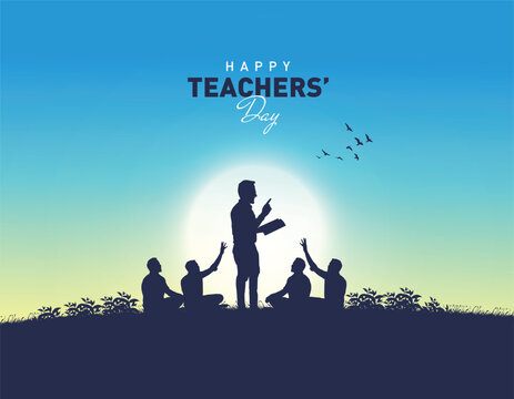 Happy Teacher's day concept vector illustration background. Creative teacher's day vector education concept.