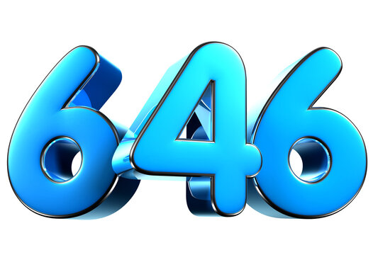 Blue number 646 3d illustration. Advertising signs. Product design. Product sales