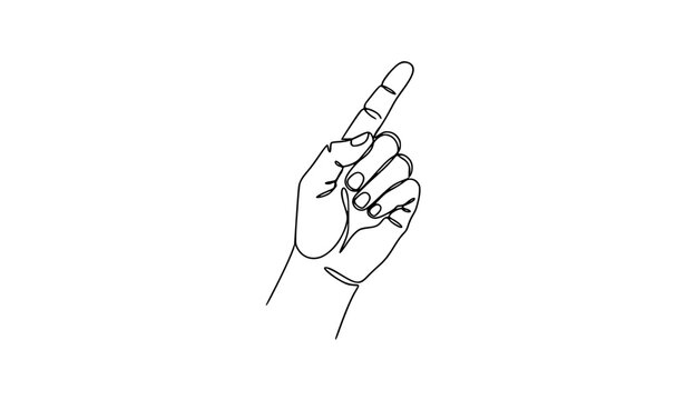 Upward Pointing Hand Gesture Continuous One Line Vector Illustration