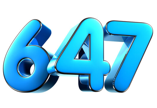 Blue number 647 3d illustration. Advertising signs. Product design. Product sales
