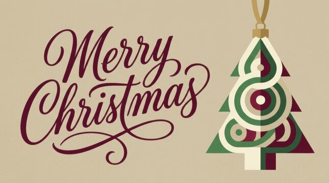 Elegant Merry Christmas greeting with a stylized tree ornament