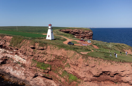 Cape Tryon Lighthouse on Prince Edward Island red cliffs