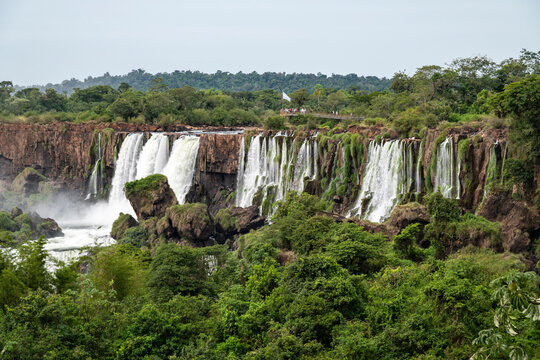 Beautiful view to waterfalls in Igua&ccedil;u Falls, border of Brazil