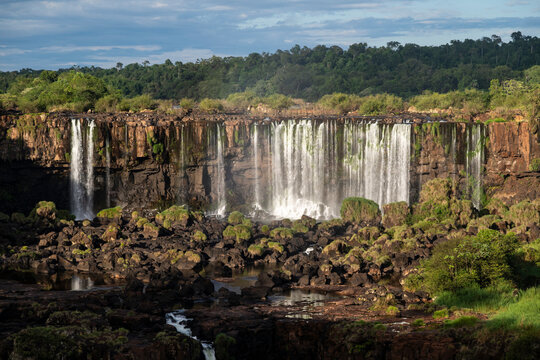 Beautiful view to waterfalls in Igua&ccedil;u Falls, border of Brazil
