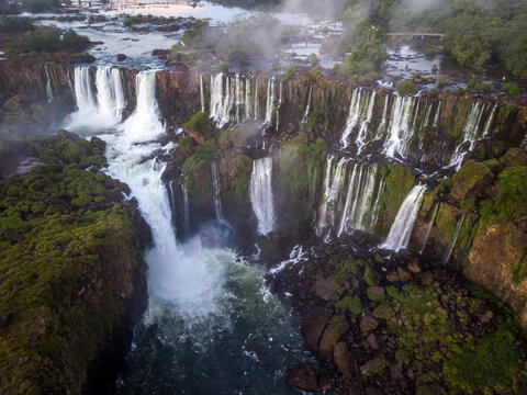 Beautiful aerial view to waterfalls in Igua&ccedil;u Falls