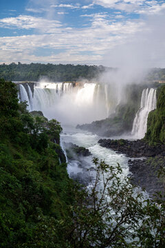 Beautiful view to waterfalls in Igua&ccedil;u Falls, border of Brazil