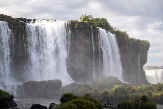 Beautiful view to waterfalls in Igua&ccedil;u Falls, border of Brazil