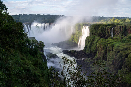 Beautiful view to waterfalls in Igua&ccedil;u Falls, border of Brazil