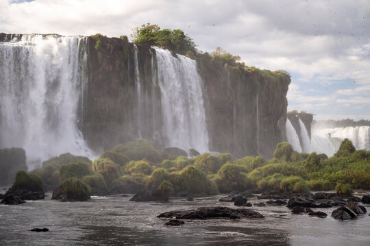 Beautiful view to waterfalls in Igua&ccedil;u Falls, border of Brazil