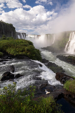 Beautiful view to waterfalls in Igua&ccedil;u Falls, border of Brazil