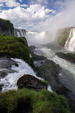 Beautiful view to waterfalls in Igua&ccedil;u Falls, border of Brazil