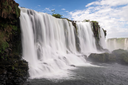 Beautiful view to waterfalls in Igua&ccedil;u Falls, border of Brazil