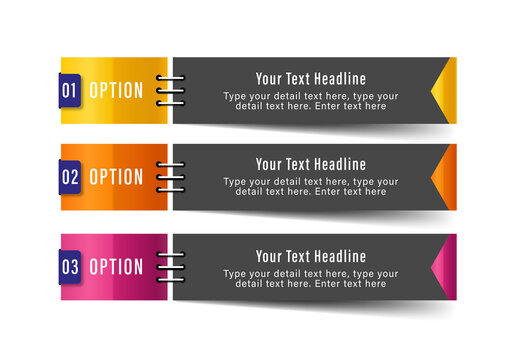 3 options spiral notebook banner infographic template vector illustration