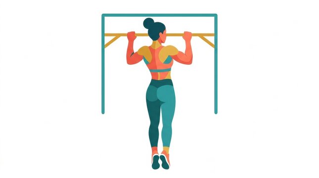 A woman is seen doing pull-ups, showcasing strength and athleticism in an inclusive fitness setting during daylight hours.