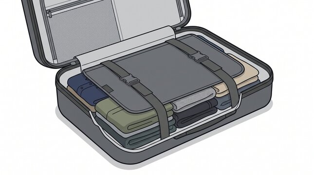 Open Suitcase Packing Compression Strap System