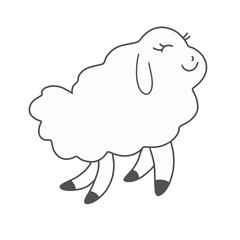 Cute happy white sheep character jumping flat design illustration, funny cartoon fluffy lamb design isolated on white or transparent background for animal and children concepts © Alfi 